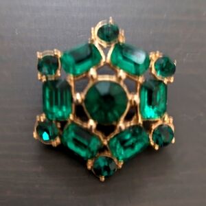 Antique Brooch Pin Green Glass